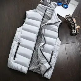 Kamizelki męskie Fashion Winter Bez rękawów Kurtka Down Ciepłe Grube Płaszcze Bawełniane Wyściełane Wózek Kamizelka Gilet Homme Zipper Pocket