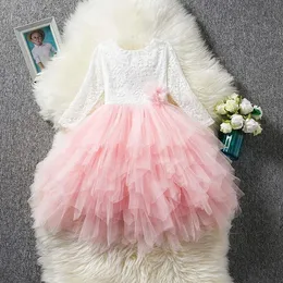 Children's Clothing Girl Floral Lace Princess Tutu Dress Wedding Gown Dress Girls Clothes For Kids Party Wear Meninas Vestidos Q0716