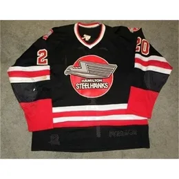 Män vintage CHL OHL Hamilton Steelhawks 1984 88 Stitch valfritt namnnummer