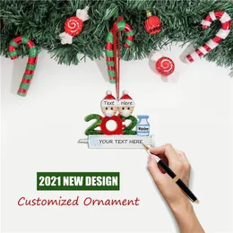 2021 Christmas Decoration Quarantine Ornaments Family of 1-9 Heads DIY Tree Pendant Accessories with Rope Resin SD16