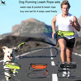 Dog Leash Rope Running Hands Free Reflective Big Dog Leashes Walking Leash With Waist Bag Collar Rope for Dogs CL147 210712