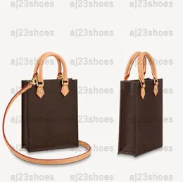 Petit Sac Plat Bags Monograms 캔버스 2 탑 핸들 이동식 어깨 스트랩 지갑 지갑 빈티지 디자인 작은 경량 어깨 미니 가방