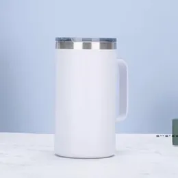 24oz Ölkoppar Rostfritt stål Kaffe Kopp Tumbler Dubbelvägg Vakuumisolerad kopp med handtag och spill-proof lock vid havet lle11559