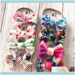 Headbands Jewelry Baby Girls Nylon Headband Mermaid Floral Aessories Designer Fashion Kids Flower Print Bow 5 Inch Hair Band 8 Colors Drop D