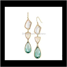 Chandelier Fashion Gold Plated Stone Dangle Water Drop Geometry Crystal Gemstone Earrings For Women Jewelry Iniu2 Rinoo