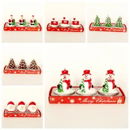 3Pcs/Lot Christmas Candle Set Xmas Themed Festival Ornament Candlelight Dinner 3D Cartoon Romantic Table Decorations Candles Home Decor Gift Santa Snowman HY0058