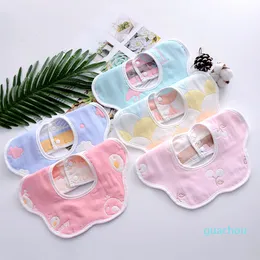 Baby Handtuch Lätzchen Neugeborenen Blütenblatt Lätzchen Reine Baumwolle 6 Schicht Gaze Cartoon Druck Infant 360 Grad Spinning Burp Tücher Z4369