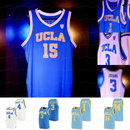 Custom UCLA Bruins College basketbalshirt Myles Johnson Johnny Juzang David Singleton Jules Bernard Cody Riley Kenneth Nwuba Chris Smith Will McClendon