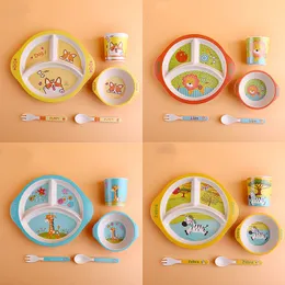 Children's bowl set bamboo fiber tableware household baby cartoon partition plate maternal and child shop early education kindergarten gift