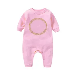 Spot Goods Newborn Kids Rompers Baby Boys and Girls Fashion Designer Print Pure Bomull Långärmad Jumpsuit