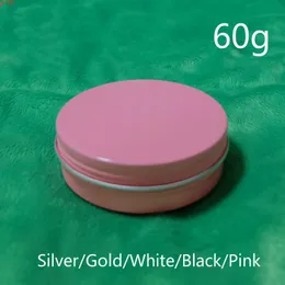 60g Rosa Silver Black Gold Vit Aluminiumburk Refillerbar Kosmetisk Cream Wax Bottle 100g Tom Lotion Container Gratis Fraktgod Antal