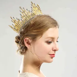 Свадебные волосы Ювелирные Изделия Аксессуары 2021 Европейская Бримальная Корона Полный круг Жемчужная Невеста Большое Платье