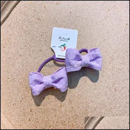 Hair Aessories Baby, Kids & Maternity 2Pcs Bow Tie Rope Scrunchie Dot Plaid Elastic Handmade Mticolor Band Ponytail Holder Headband Drop Del