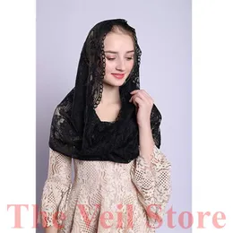 Bridal Veils ISHSY Black Lace Women Catholic Veil Mantilla For Church Head Covering Latin Mass De Novia Negra Chapel Infinity