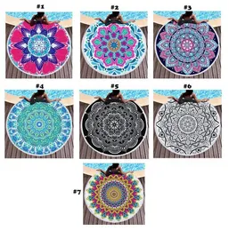 150cm Round Beach Handduk Sommar BeachTassel Tapestry för vuxna Geometrisk Flagg Swimming Sunbath Stora Beachtowels