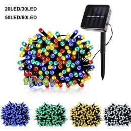 5m 7m Sollampor LED-strängljus 20/30/50/60 LED-lampor Fairy Holiday Christmas Party Garlands Lawn Garden Lights Vattentät