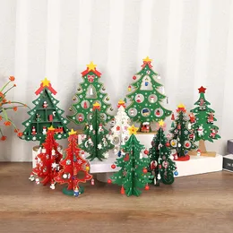 Christmas Decorations DIY Wooden Tree Year Toddler Kids Handmade Gift Toys Door Wall Hanging Ornaments Holiday Party Home Decor