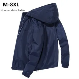 Jacka män plus storlek 6xl 7xl 8xl vår höst tunna windbreaker mens hooded bomber coat streetwear pojke dragkedja casual sportkläder 211126