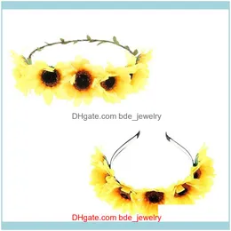 Hair Jewelry Jewelryhair Clips & Barrettes Sunflower Headband Floral Flower Crown Band Wreath Headpiece Drop Delivery 2021 Qtw1D
