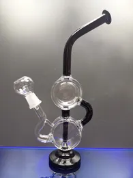 Unico bong in vetro per tubi dell'acqua in vetro riciclatore di vetro percolatore con collo nero 14,4 mm giunto zeusart shop