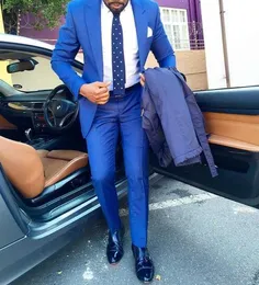 Custom Made Royal Blue 2 Pieces Men's Suits Slim Fit Notch Lapel Groom Prom Tuxedos Groomsmen Blazer For Wedding (Jacket+Pant) X0909