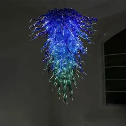 Peacock Blue LED dmuchane szklane lampy żyrandol ręcznie robione sztuki dekoracji światła łańcuch wewnętrzny oświetlenie domowe dekoracje 32 o 40 cali