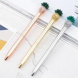 Pineapple Metal Ballpoint Pens Black Atrament Wkłady Średni punkt Office School School Materiały Złoto / Silver XBJK2106