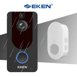 eken v7 1080pスマートWifiビデオドアベルカメラビジュアルインターホンチャイムナイトビジョンIPドアベル無線ホームセキュリティ監視