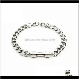 Armbänder Drop Lieferung 2021 Hard Core Metall Kette Strang Punk Stil Armband Männer Kreuz Hantel Yoga Charme Homme Schmuck Mode perlen, Str