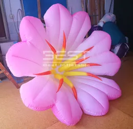 Pretty Hanging pink inflatable lily flower with led light decoration air morning glory