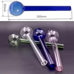 Tubos grandes de queimador de óleo de tamanho grande de 8 polegadas Cachimbo de unha de vidro colorido navio livre 50mm cachimbo de água para fumar