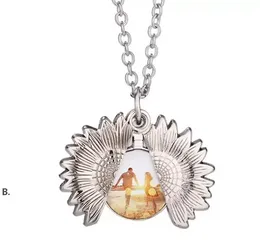 Pendants Sublimation Sunflower Necklace Thermal Transfer Printing Neclaces Gold and Silver Blank Metal Zinc Alloy Ornaments WHT0228