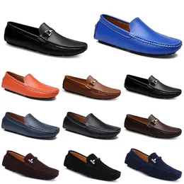 leathers doudous mens casual drivings shoes Breathable soft sole Light Tans black navys whites blue silver yellows greys footwears all-match outdoor cross-borders