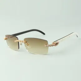 2022 Bouquet Diamond Sunglasses 3524012 with Natural mixed buffalo Horn glasses Lens 3.0 Thickness