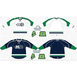 Goodjob Mężczyźni Młodzież Kobiety Vintage Maine Marynary Echl Mundury 2018-2019 Vintage Hokey Jersey Rozmiar S-5XL