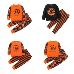 Kinder Kleidung Sets Mädchen Jungen Halloween Outfits Kinder Kürbis Druck Tops + Streifen Hosen 2 teile/satz Frühling Herbst Mode Baby Kleidung