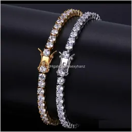 Link, Bracelets Jewelry Drop Delivery 2021 Link 3 4 / 5Mm Encryption Zircon Bracelet With Hip Hop Accessories Tennis Chain Ukpuh