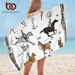 Ręcznik BeddingLoutlet Equestrian Bath Anglia Tradycja Jazda konna Mikrofibra Plaża Piknik Mata 75x150 Cienki koc 210728