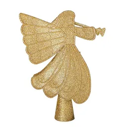 زخرفة الحفلات الشجرة عيد الميلاد Topper Glitter Lighted Angel Treetop مع تدوير مصابيح جهاز عرض ندفة الثلج LED سهلة تثبيت TRE