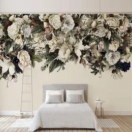 Wallpapers Po Wallpaper 3D Retro Flowers Mural Living Room Bedroom Home Decor Wall Painting Nordic Style Floral Papel De Parede Frescoes