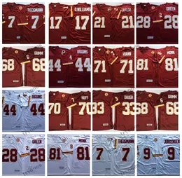 Mens Vintage Jurgensen 7 Joe Theismann John Riggins Football Jerseys Darrell Green Grimm Art Monk 17 Doug Williams Charles Mann 21 Sean Taylor Baughs Sam Huff Jersey