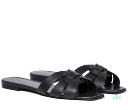 Großhandel - Top Luxus Tribute Damen Leder Slides Sandale Nu Pieds 05 Outdoor Lady Beach Sandalen Casual Hausschuhe Damen Comfort Walking