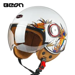 オートバイヘルメット3 4オープンフェイスB-10-10BスクーターヘルメットbeonヴィンテージカスコECE認証Moto Protective Gear267L