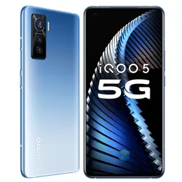 Orijinal Vivo IQOO 5 5G Cep Telefonu 12 GB RAM 128 GB 256 GB ROM Snapdragon 865 50.0MP NFC 4500 mAh Android 6.56 "AMOLED Tam Ekran Parmak İzi Kimliği Yüz Uyandırma Akıllı Cep Telefonu