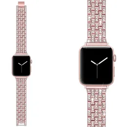 Bling Metal Straps för Apple Watch Bands 38mm 40mm 42mm 44mm Kvinnor Glitter Armband Iwatch Serie 6 5 4 3 2 1 SE