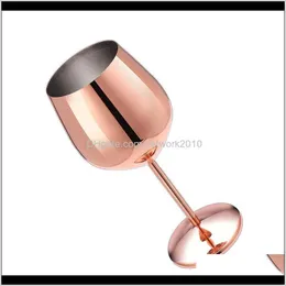 Glasögon Drinkware Kitchen, Dining Bar Home Garden Drop Delivery 2021 rostfritt stål rött vinglas Sier Rose Gold Goblets Juice Drink Cham