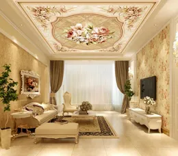 Customized European style garden flower ceiling mural living room bedroom hotel decoration wallpaper