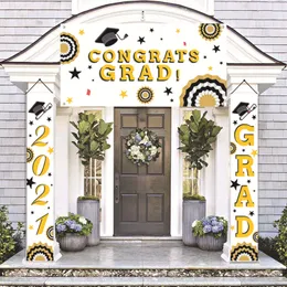 2021 Graduation Season Banner 3 Sztuk / Zestaw Graduacji Ceremonia Dekoracja Drzwi Kusplet Party Banery Yl631