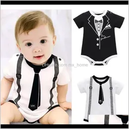 SkokowieRompers Baby Maternity Drop Delivery 2021 Baby Boys Solidnych Pajacyków 4 Wzory Cartoon Gentleman Bawełny Born Born Branżowe Kids Romper Boy