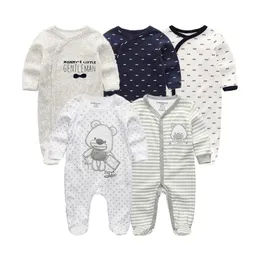 Unisex 5pcs / lot baby girl kläder 0-12m bodysuits bron pojke långärmad jumpsuit pyjamas 211011